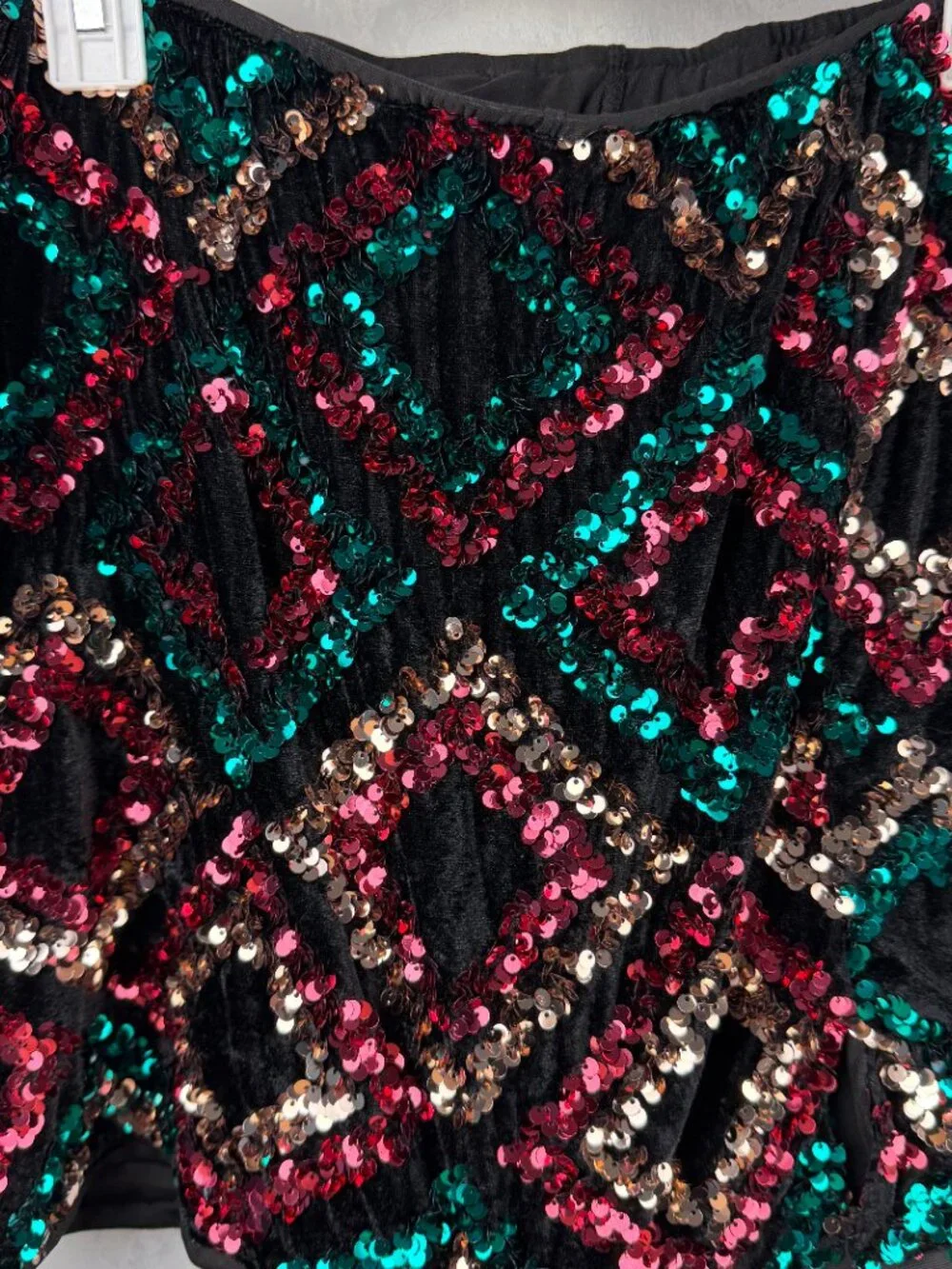 SHEIN Women’s XL Sequin Skort Mini Skirt Black Multicolor Sparkle Elastic Waist